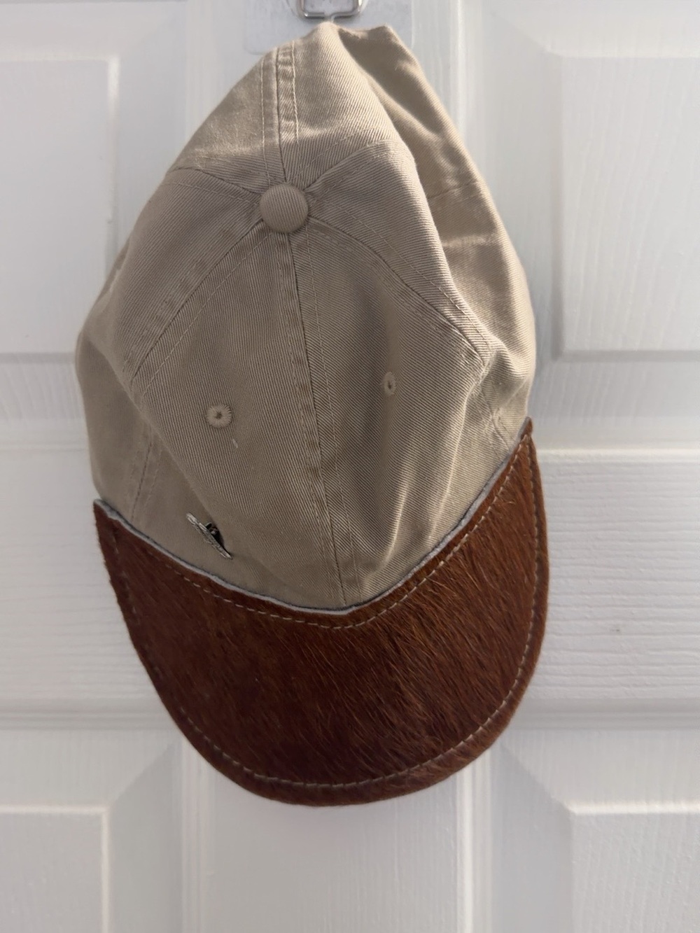 Vintage SKY Beige Cowhide Brim Western Baseball Cap